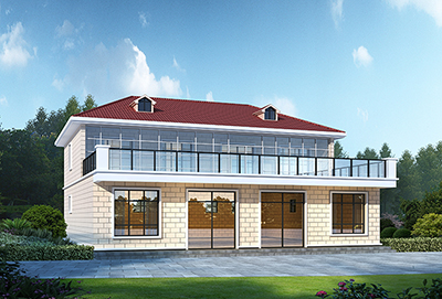 農村二層帶商鋪住宅圖 15X16米BZ2591-簡歐風格